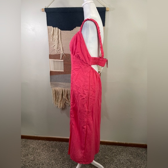 NWT Anthropologie Sadie & Sage Pink Rayon Flowy OpenBack Pencil Midi Dress XL - Picture 2 of 6